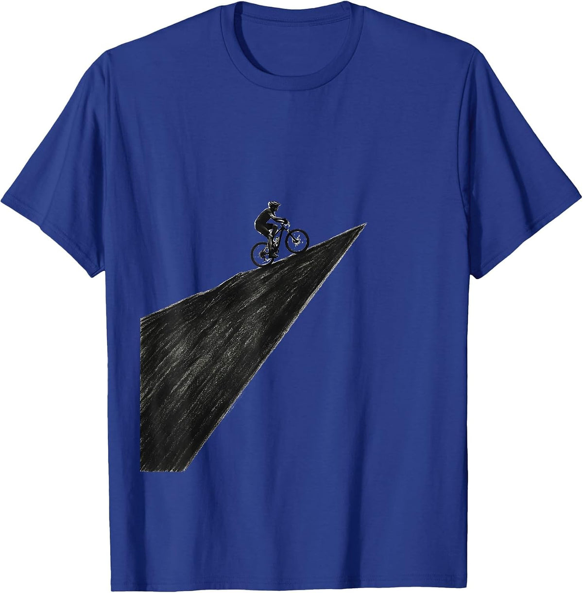 Cyclist Silhouette Mountain Summit Climbing T-Shirt - Royal Blue