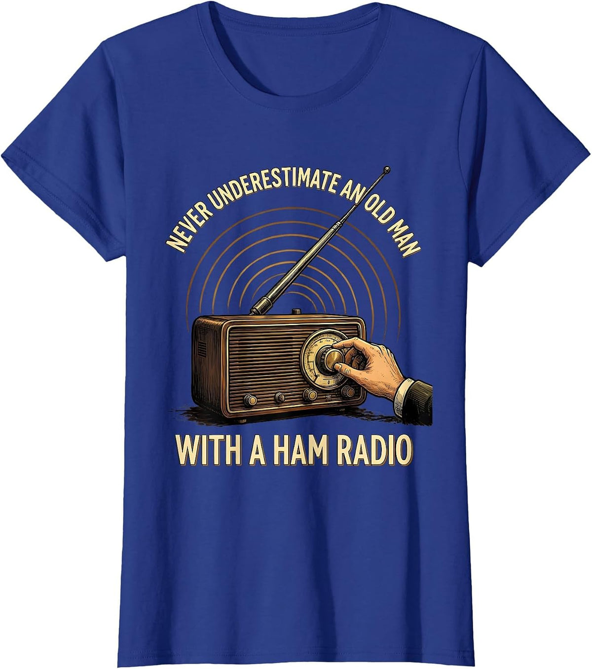 Women's Never Underestimate An Old Man With A Ham Radio Humor T-Shirt - Royal Blue