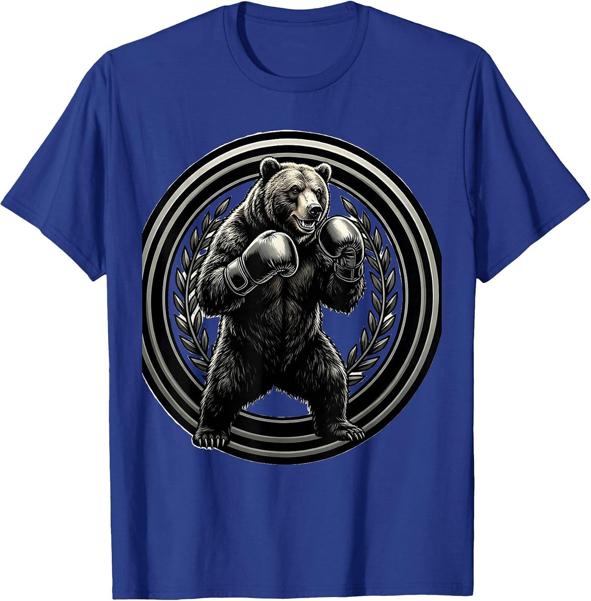 Bear Boxing Gloves Fighter Graphic Tee T-Shirt - Royal Blue