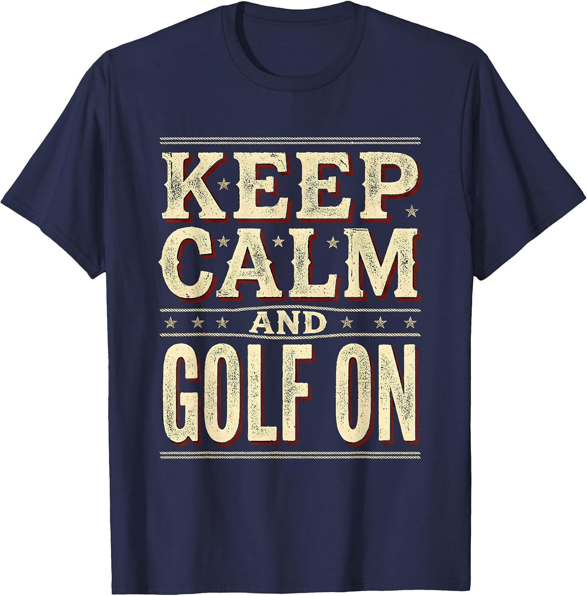 Keep Calm and Golf On Classic Golf Design T-Shirt - Navy Blue
