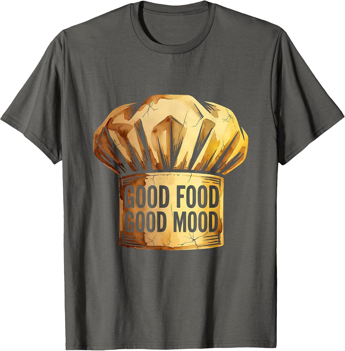 Good Food Good Mood Chef Culinary Design T-Shirt - Asphalt Grey