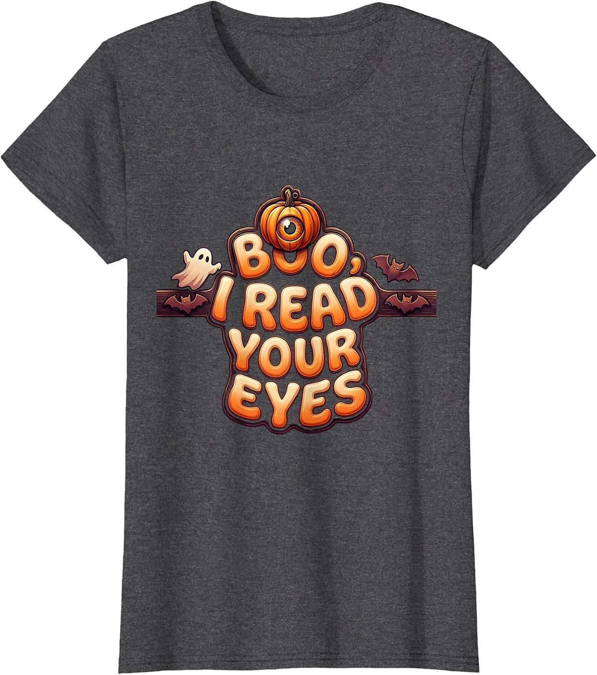 Women's Boo I Read Your Eyes Vintage Halloween Optometrist Eye T-Shirt - Dark Heather Grey