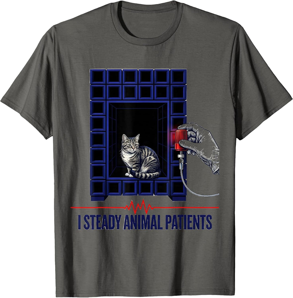 I Steady Animal Patients Geometric Vet Tech Veterinary Humor T-Shirt - Asphalt Grey