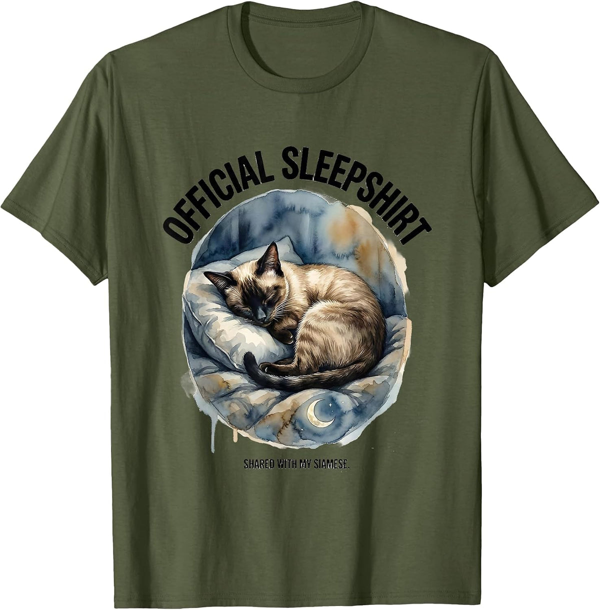 Official Sleepshirt, Shared With My Siamese Cat Lover T-Shirt - Olive Green