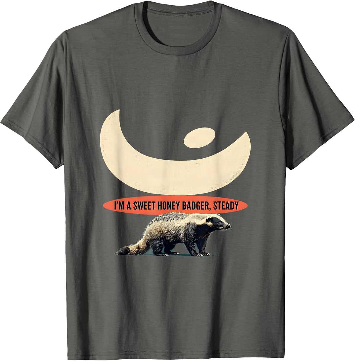 I'm A Sweet Honey Badger, Steady Midcentury Modern Animal T-Shirt - Asphalt Grey