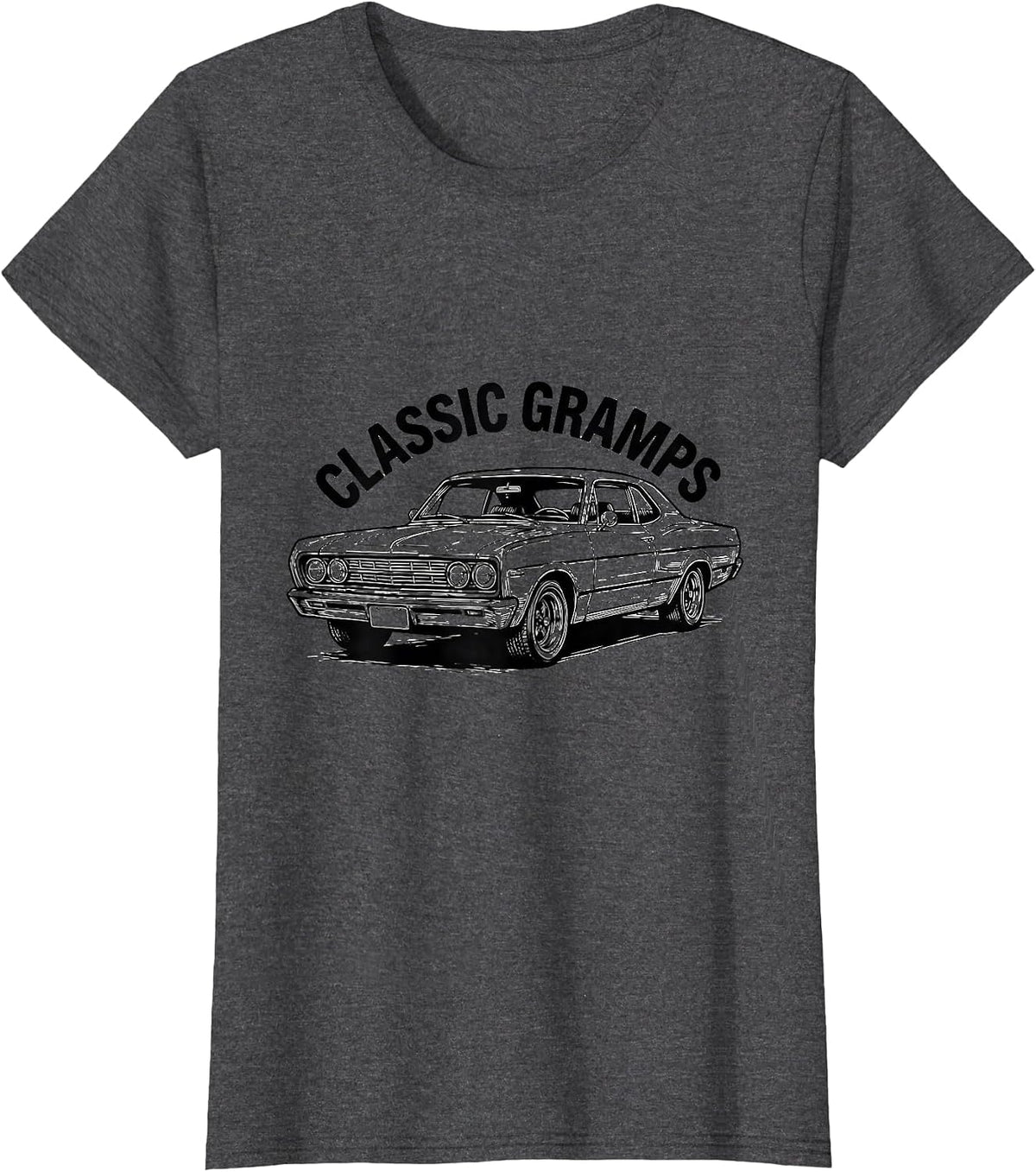Women's Classic Gramps Funny Grandpa Classic Car Graphic T-Shirt - Dark Heather Grey