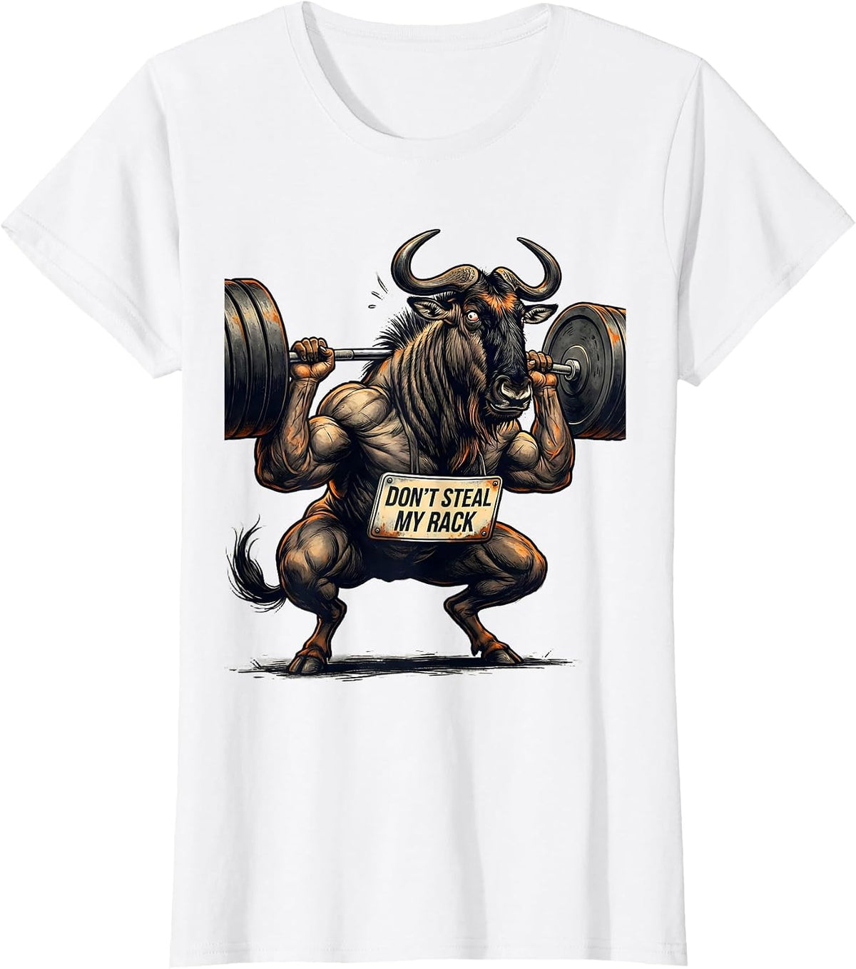 Women's Don't Steal My Rack Funny Gym Workout Weightlifting Humor T-Shirt - White