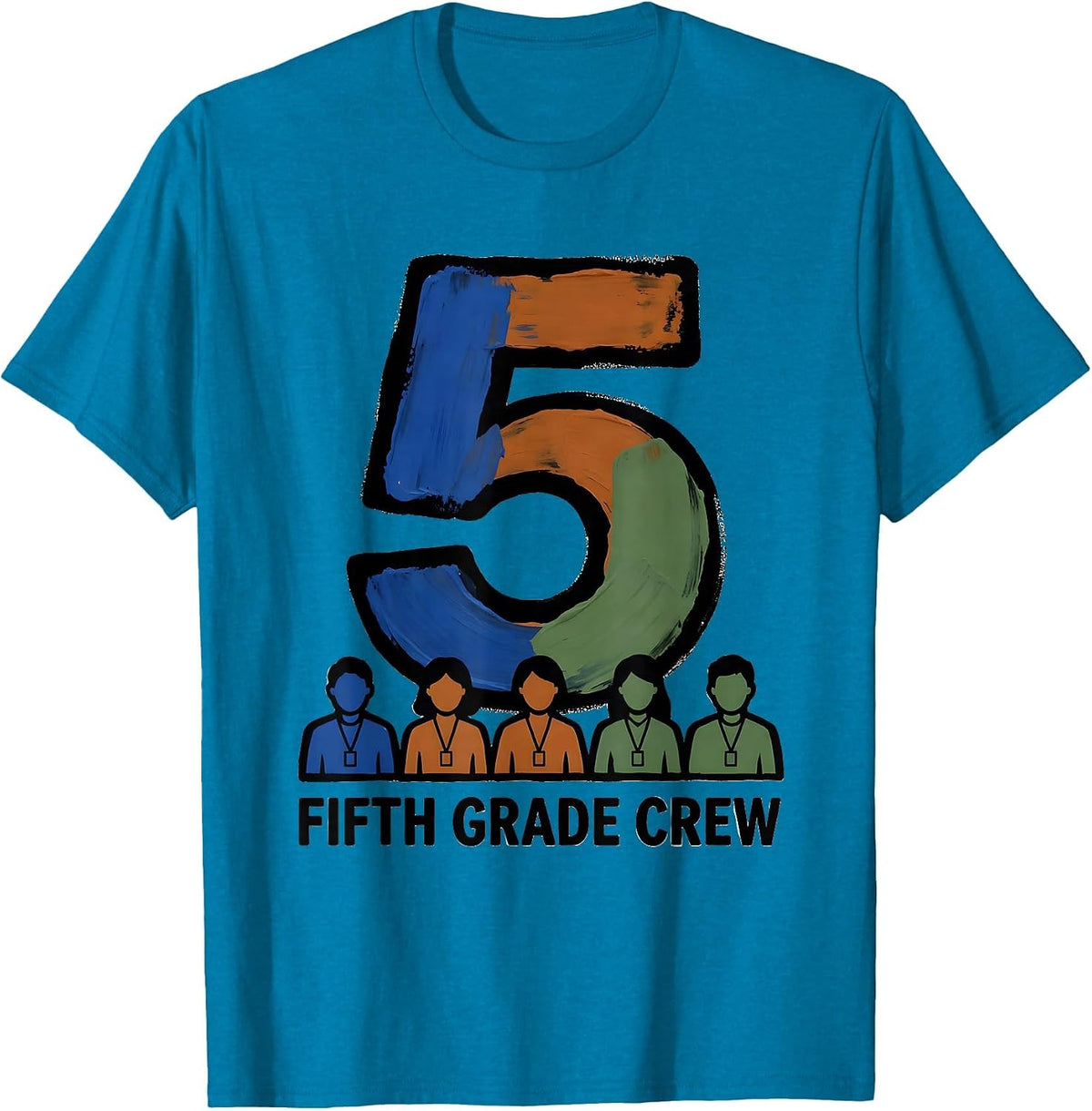 Fifth Grade Crew Playful Back to School Teacher Student T-Shirt - Sapphire Blue