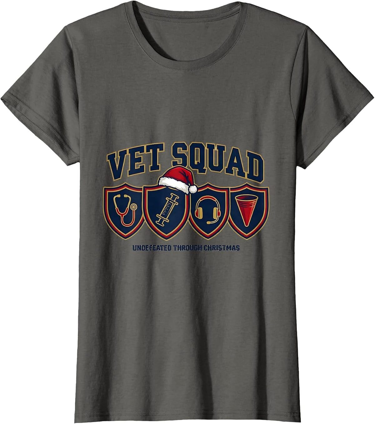 Women's Vet Squad: Undefeated Through Christmas Veterinary T-Shirt - Asphalt Grey