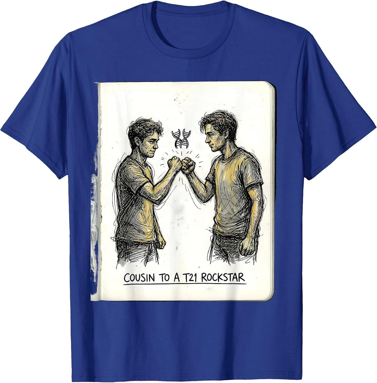 Men's Cousin To A T21 Rockstar Inspirational Down Syndrome T-Shirt - Royal Blue