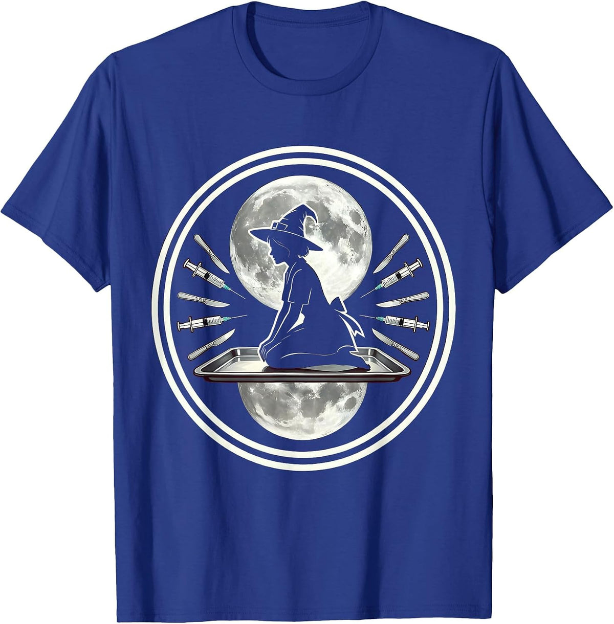 Halloween Nurse Full Moon Surgical Tray Graphic T-Shirt - Royal Blue