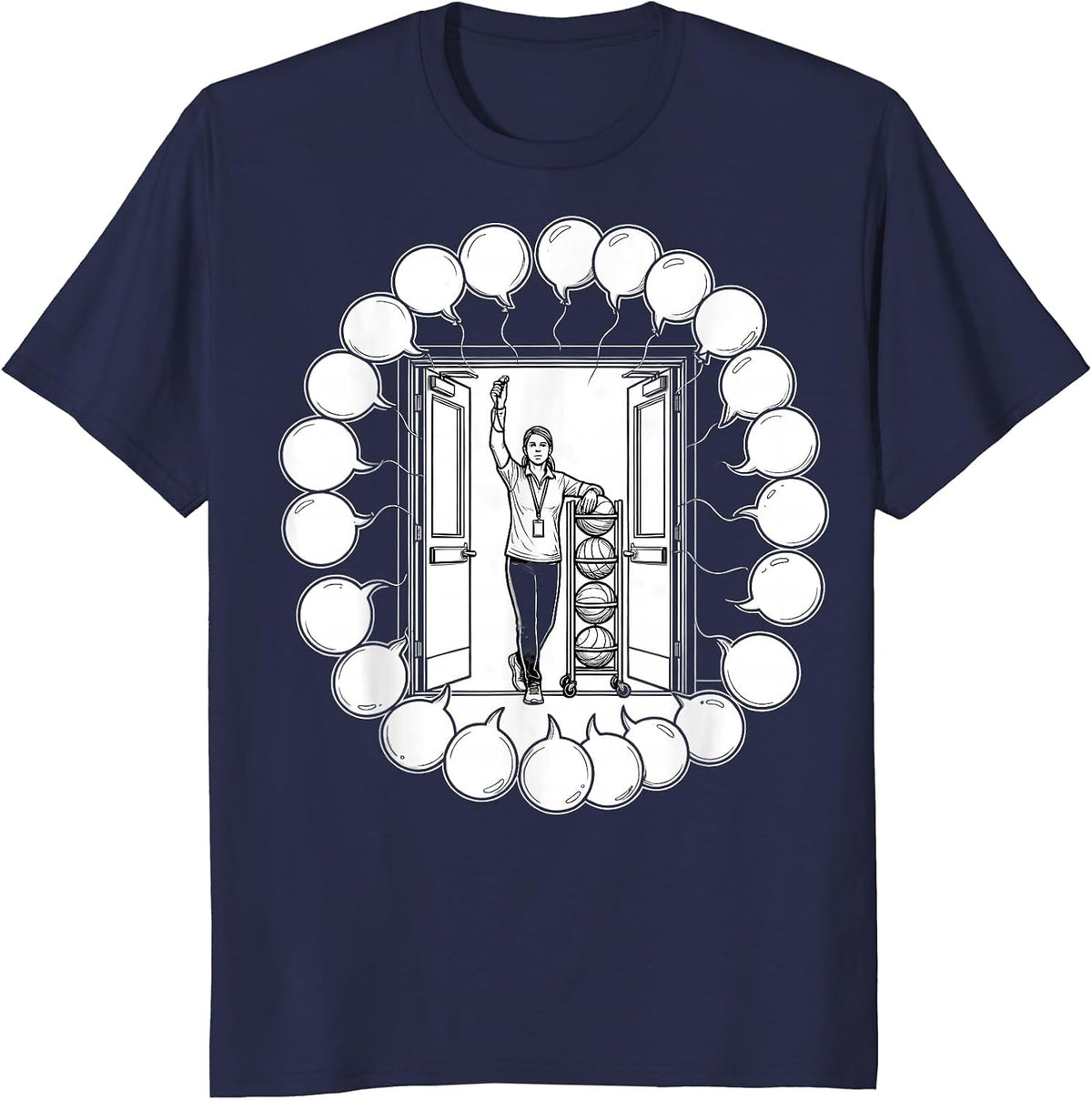 Men's PE Teacher Open Gym Door Back To School Humor T-Shirt - Navy Blue