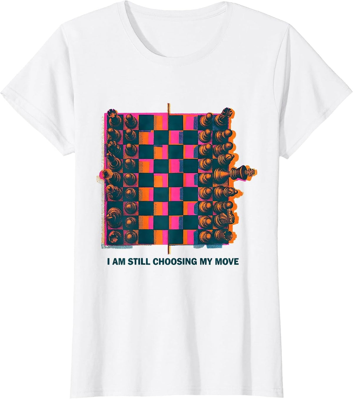 I Am Still Choosing My Move Risograph Chess Player Humor T-Shirt - White