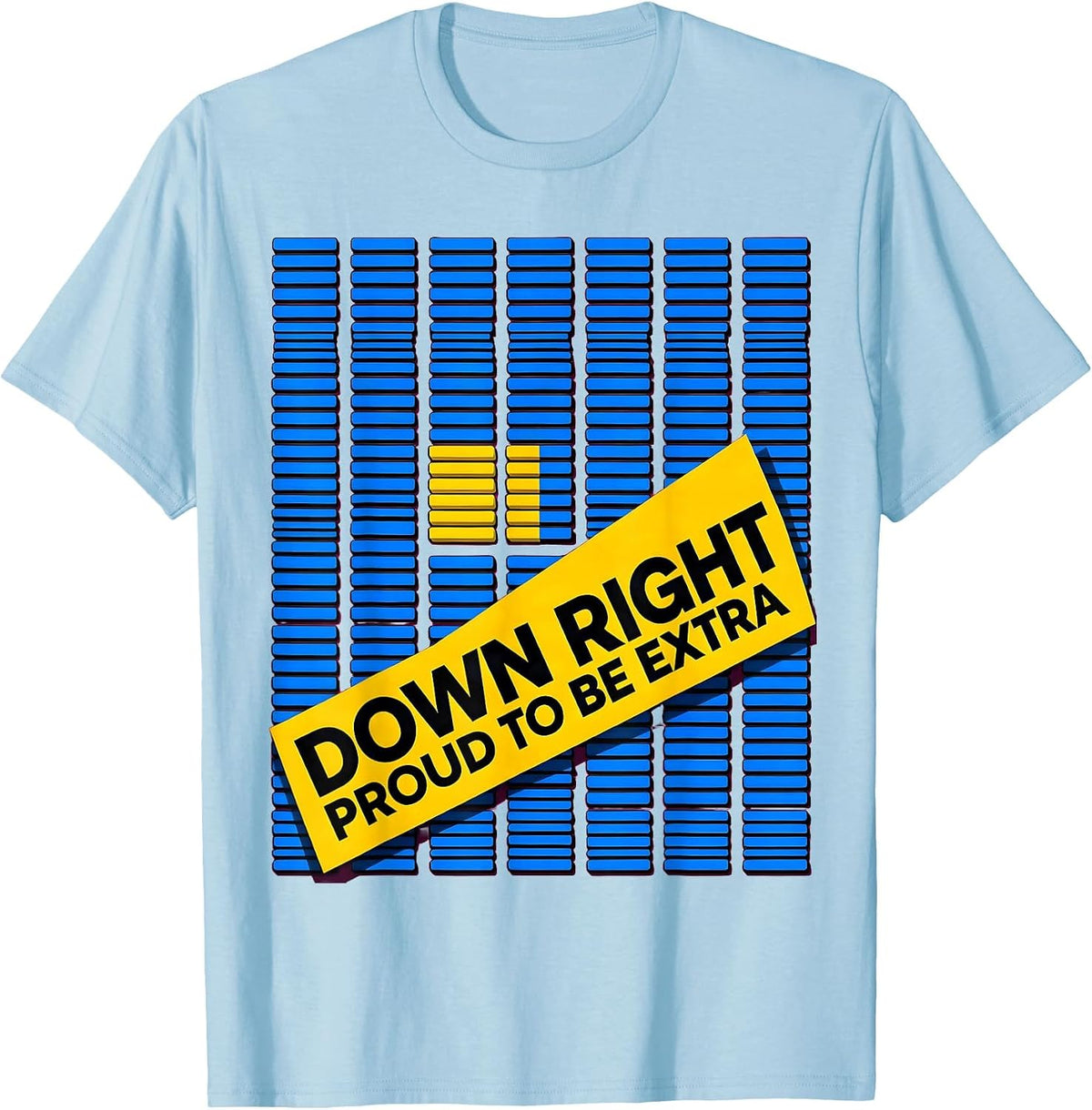 Men's Down Right Proud To Be Extra Heartfelt Down Syndrome Family T-Shirt - Baby Blue