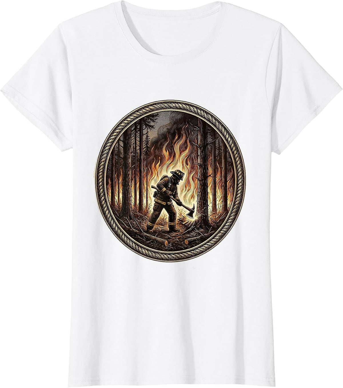 Firefighter Firebreak Forest Blaze Graphic T-Shirt - White