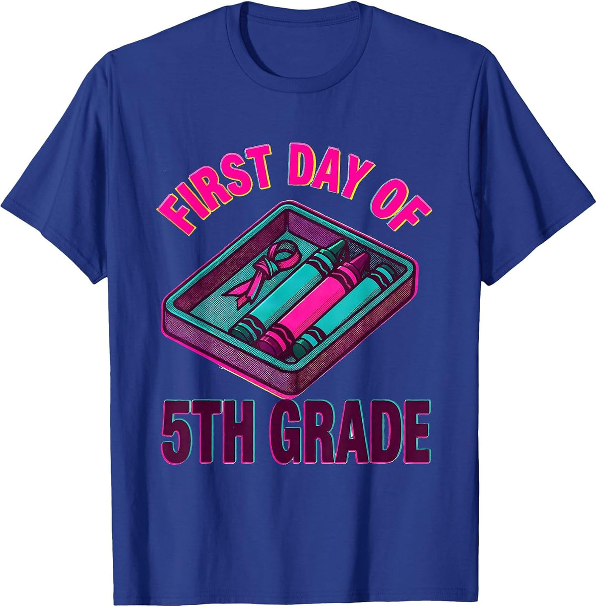 First Day Of 5th Grade Coquette Back To School Girls Kids T-Shirt - Royal Blue