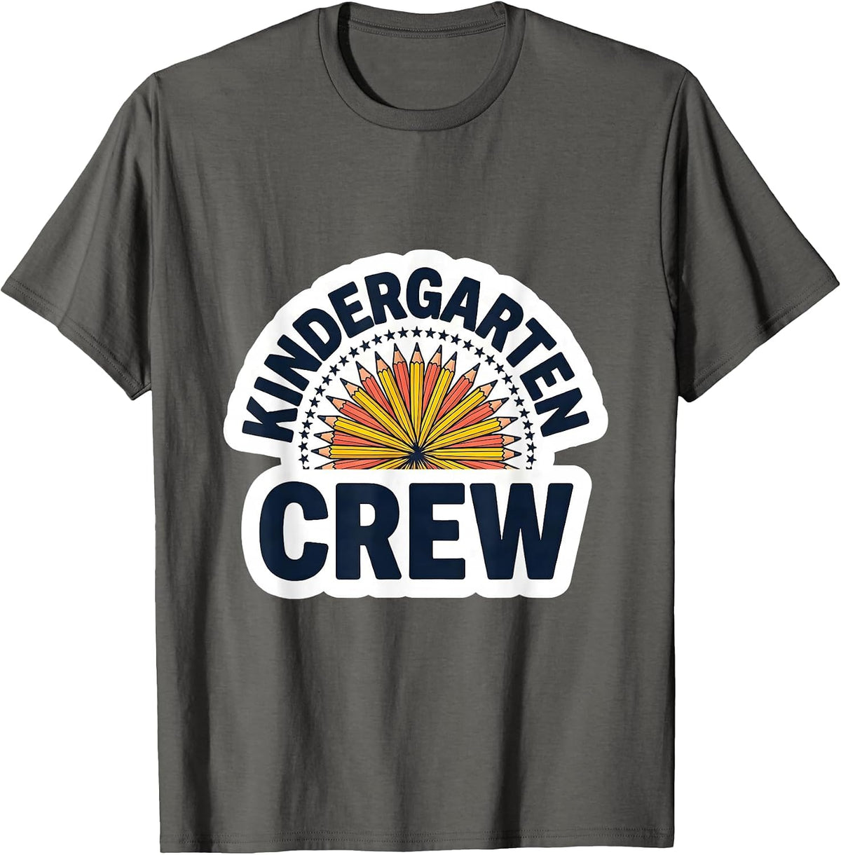 Men's Kindergarten Crew Cute Back to School Pencil Grade First Day T-Shirt - Asphalt Grey