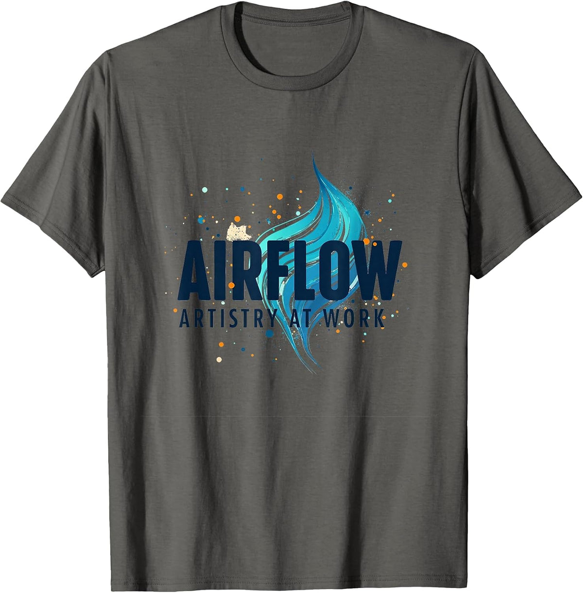 Airflow Artistry at Work Airbrush Design T-Shirt - Asphalt Grey