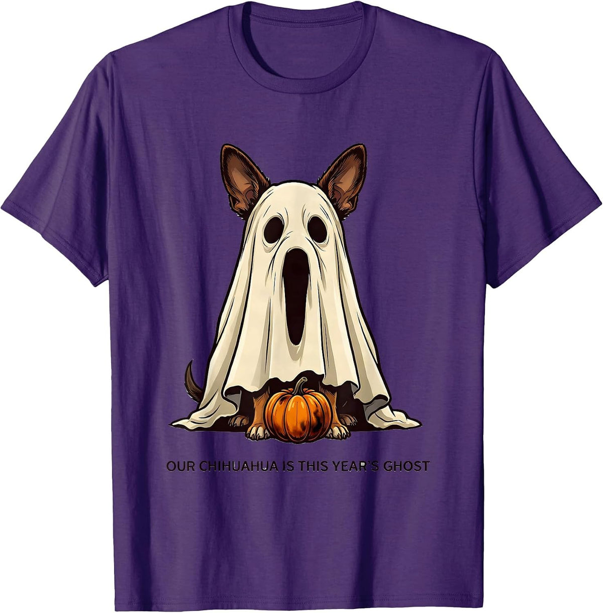 Men's Our Chihuahua Is This Year's Ghost Funny Ghost Dog Halloween T-Shirt - Purple