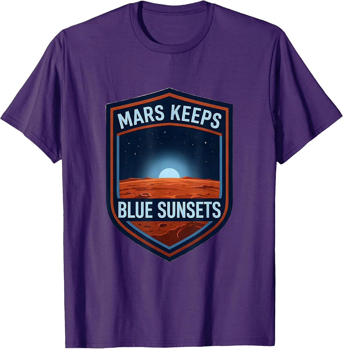 Mars Keeps Blue Sunsets Space Fan Astronomy Enthusiast T-Shirt - Purple