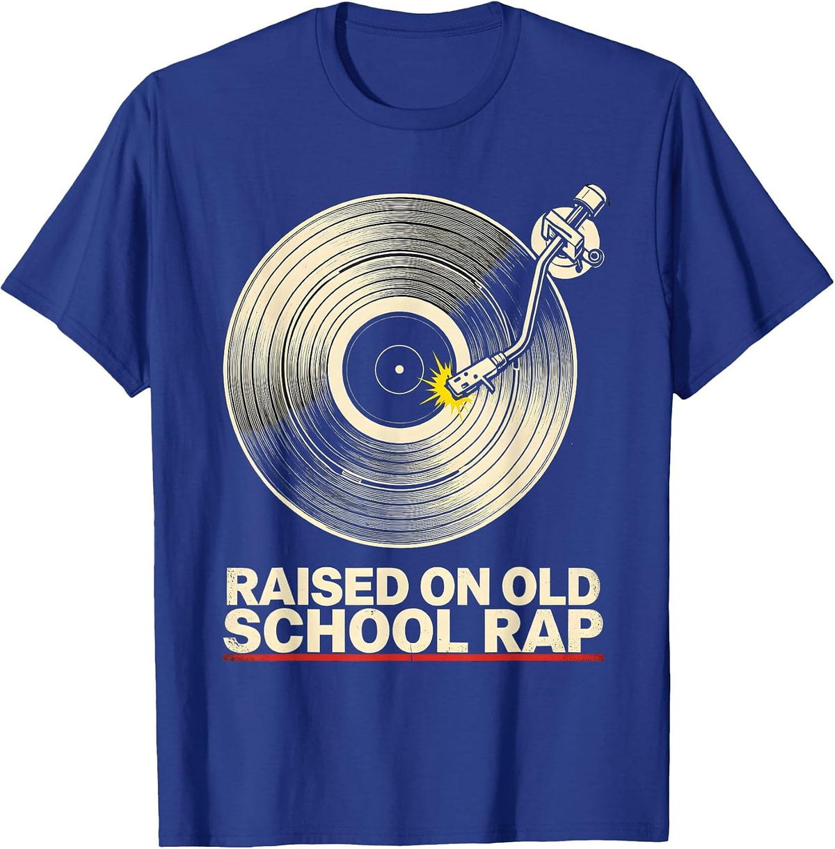 Men's Raised On Old School Rap Retro Hip Hop Nostalgia 80s 90s T-Shirt - Royal Blue