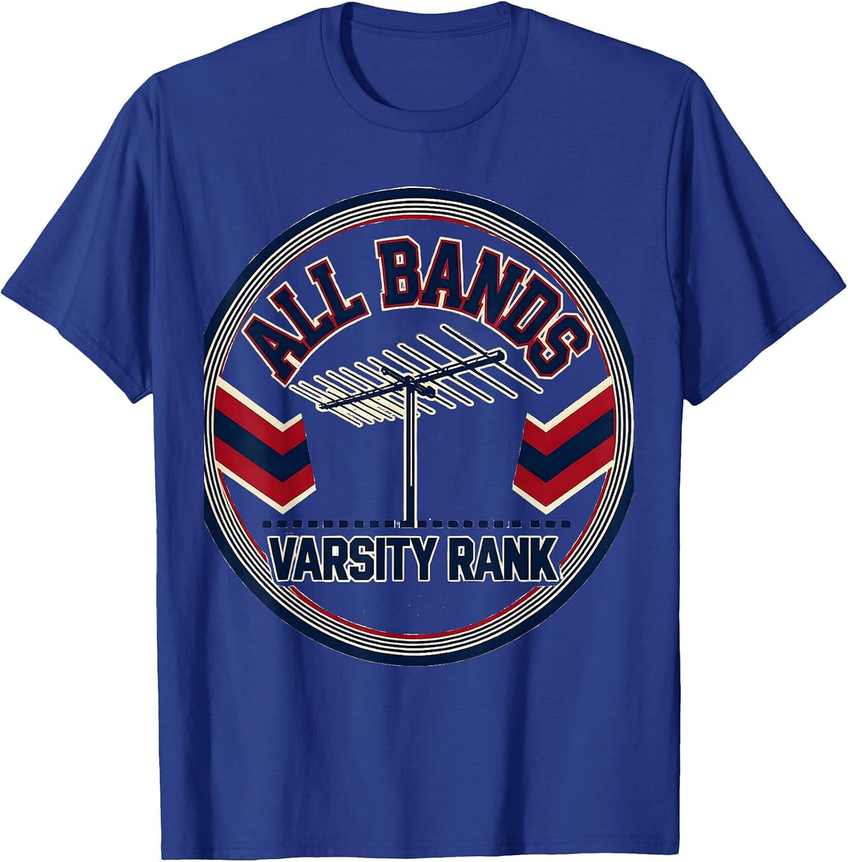 Men's All Bands Varsity Rank Sports Ham Radio Operator Hobbyist T-Shirt - Royal Blue