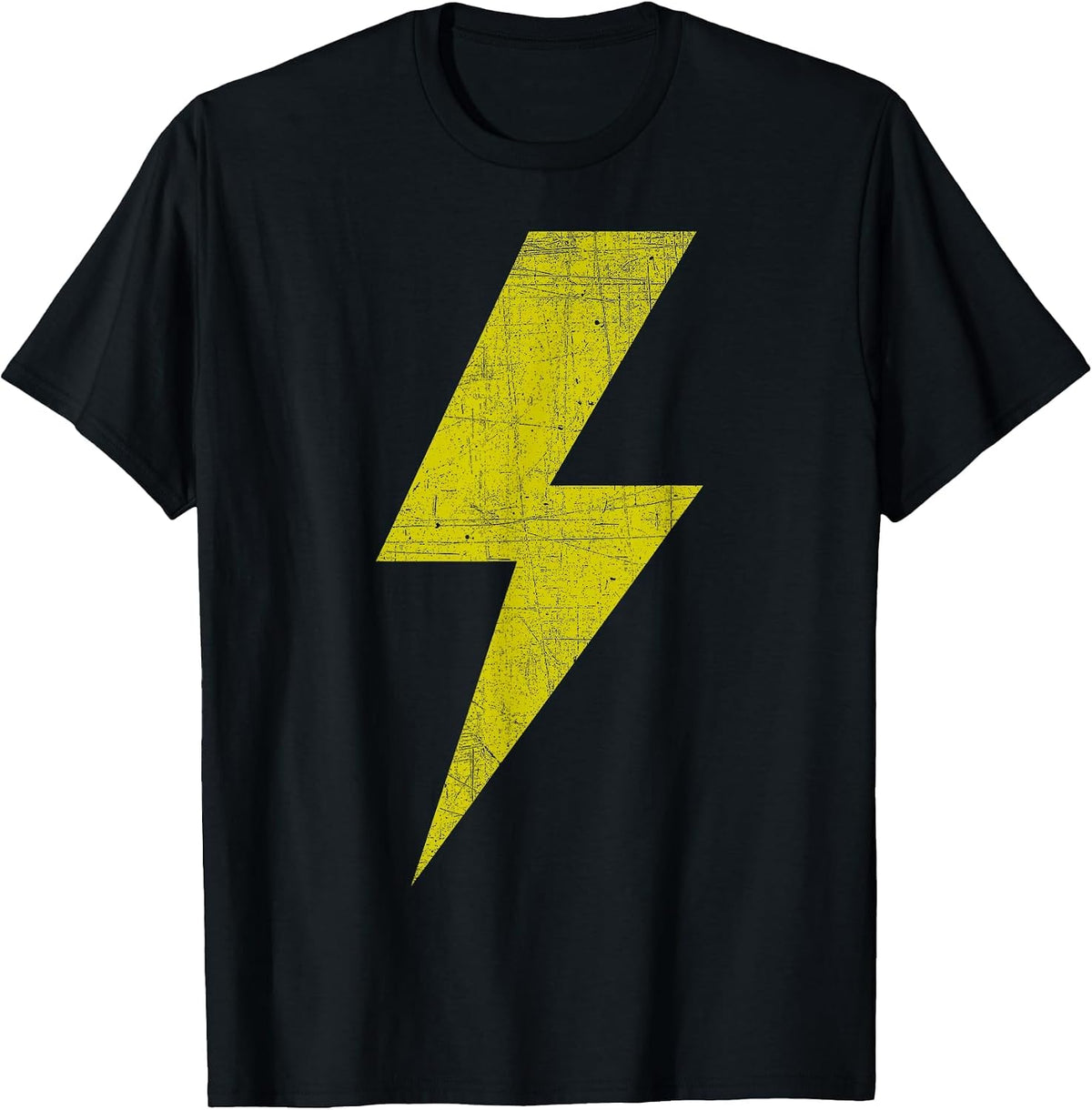 Yellow Team Bolt of Lightning Game Design T-Shirt - Black