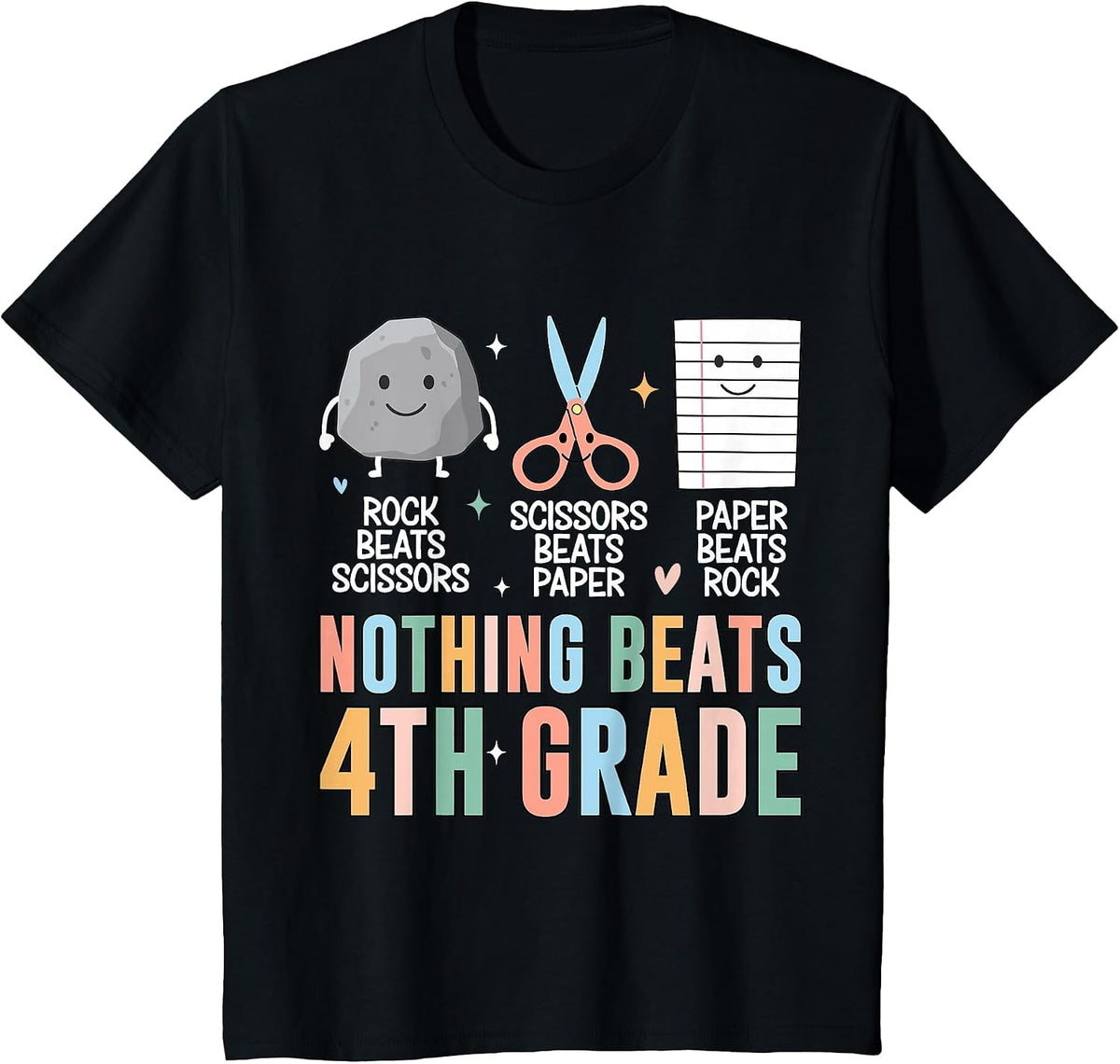 Nothing Beats 4th Grade Funny Back to School Kids Teachers T-Shirt - Black