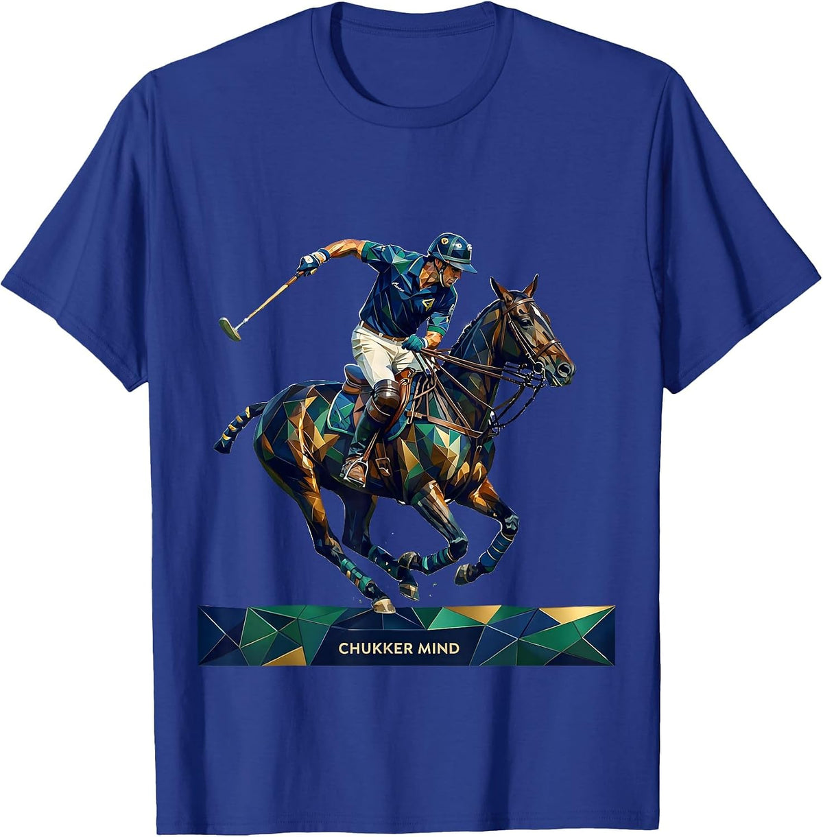 Chukker Mind Retro Polo Player Equestrian Sport Fan T-Shirt - Royal Blue