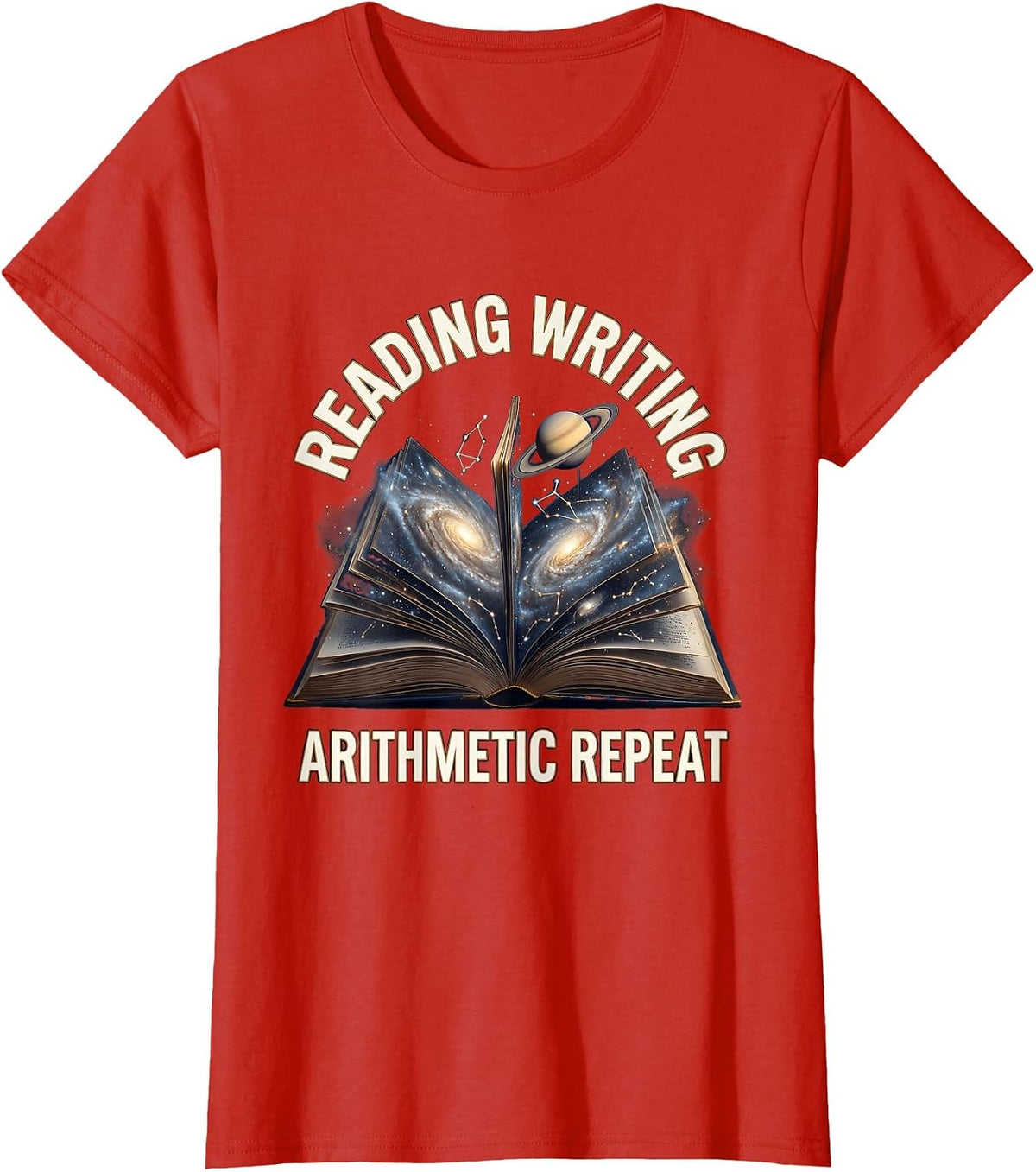 5th Grade Teacher Reading Writing Arithmetic Repeat T-Shirt - Red