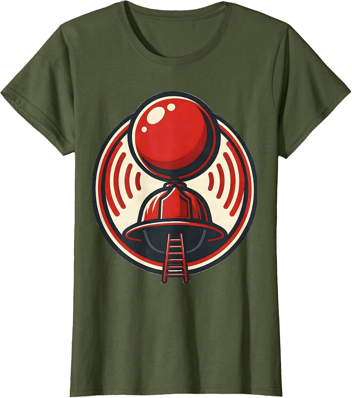 Women's Fire Helmet Badge Humor Firefighter Gift T-Shirt - Olive Green