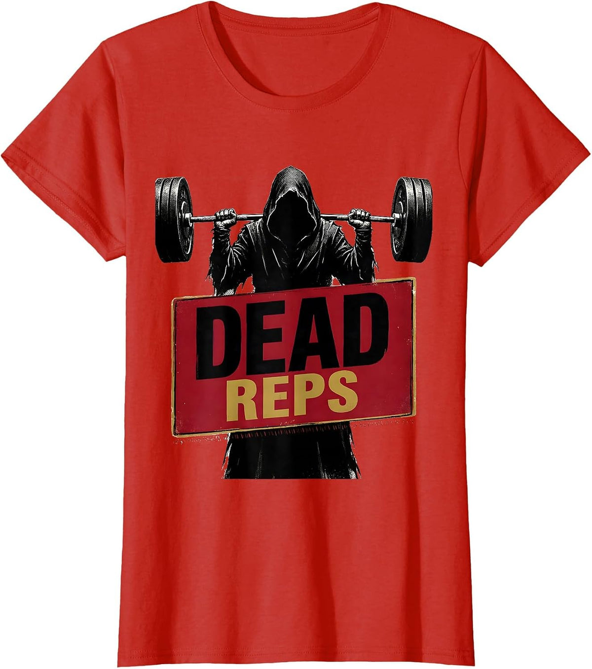 Women's Dead Reps Funny Halloween Ghost Skeleton Weightlifting Gym T-Shirt - Red