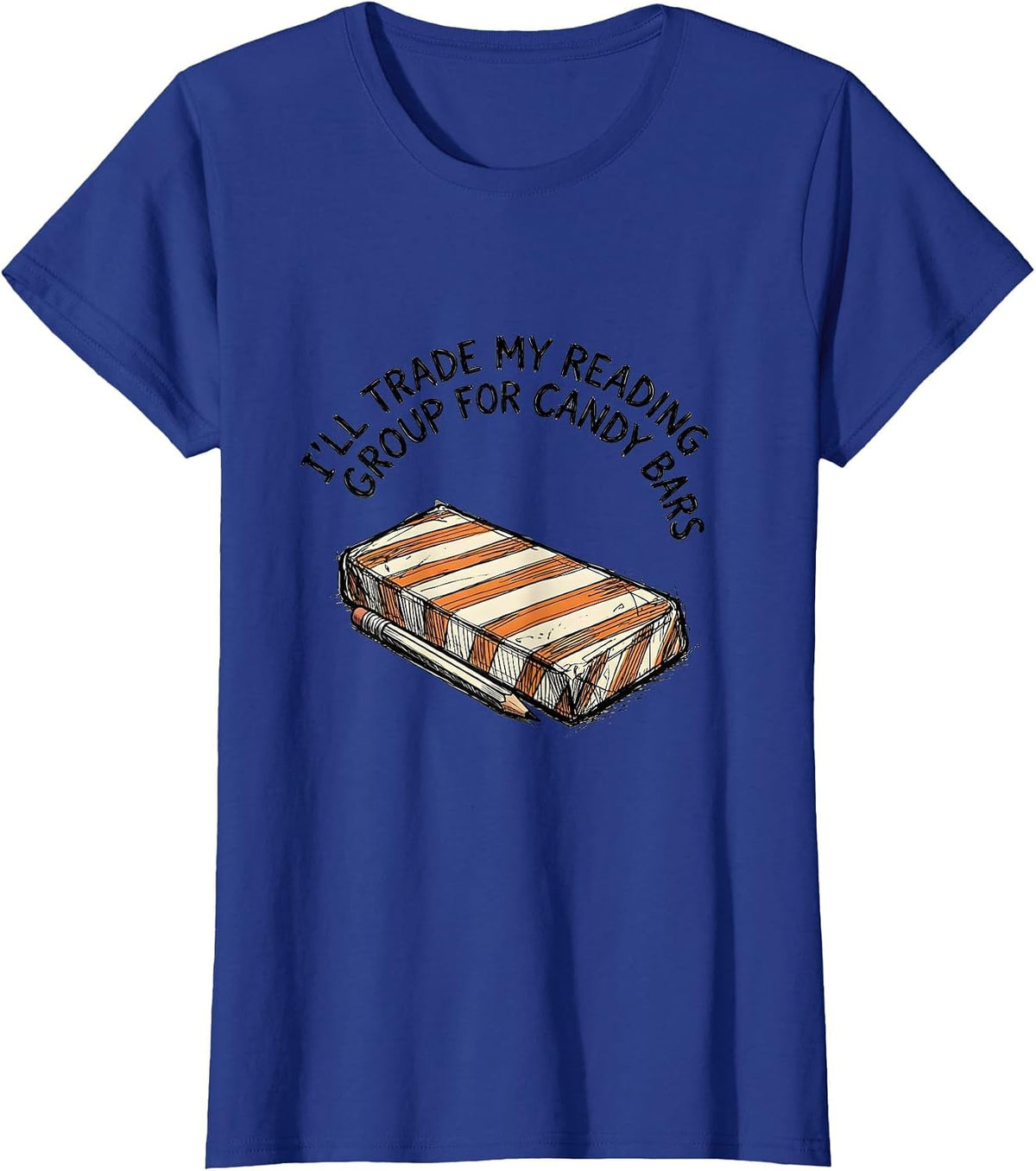 Women's I'll Trade My Reading Group For Candy Bars Teacher Halloween T-Shirt - Royal Blue