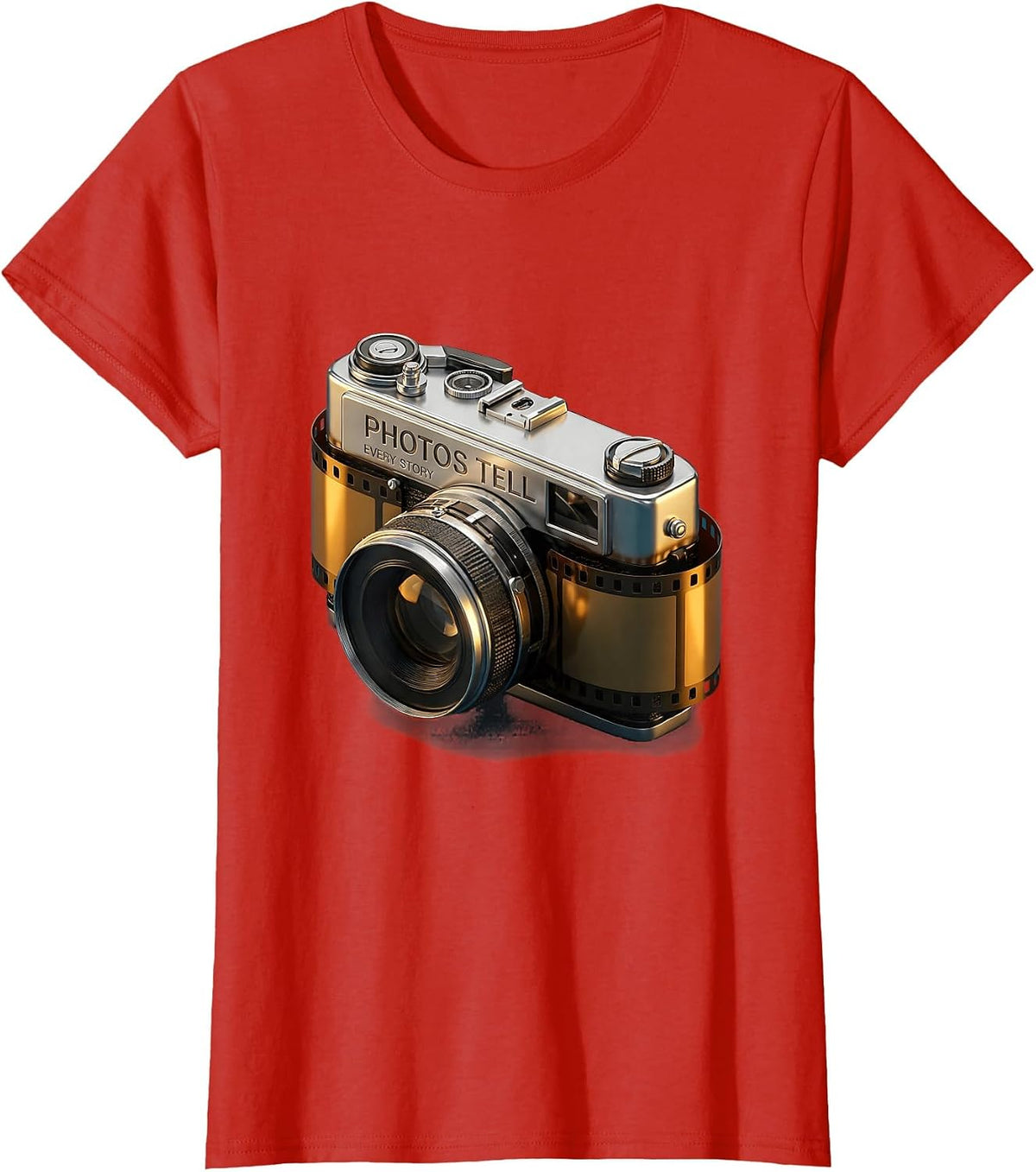 Photos Tell Every Story Photography Design T-Shirt - Red