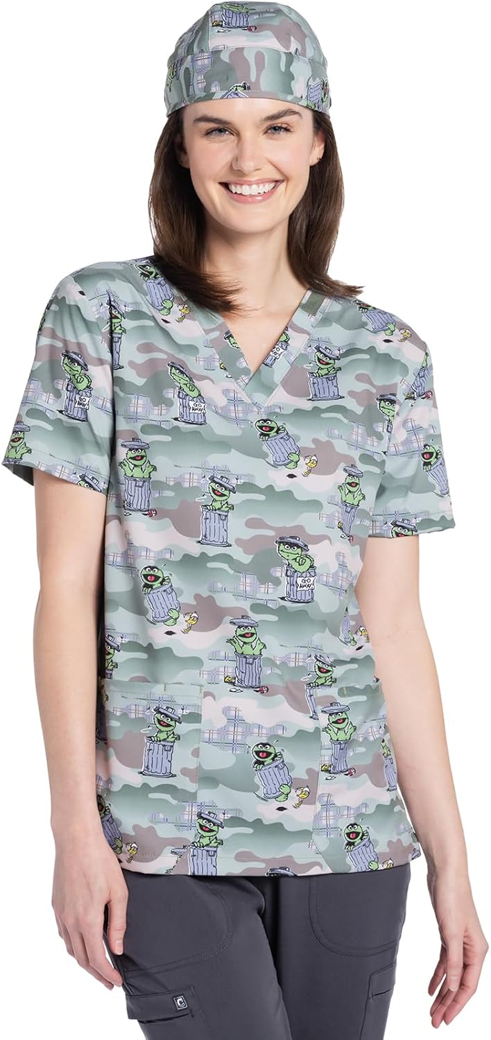 Tooniforms Printed Men & Women Scrubs Top V-Neck 2 Pockets - Grouchy Pants