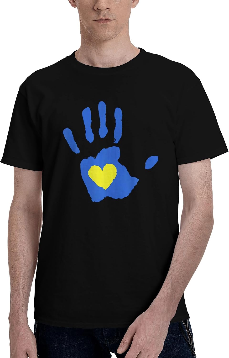 Men's T-Shirt,Down Syndrome Awareness Hand,Relaxed Fit Summer Outdoor Casual Tee - As Pictured