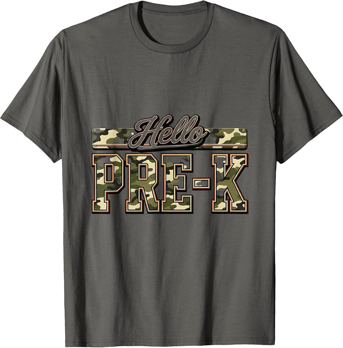 Men's Hello Pre-K Camo Back To School Boy Teacher First Day T-Shirt - Asphalt Grey