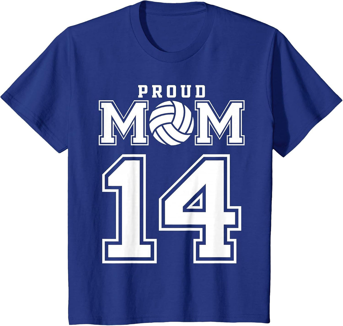 Custom Proud Volleyball Mom Number 14 Personalized Women T-Shirt - Royal Blue