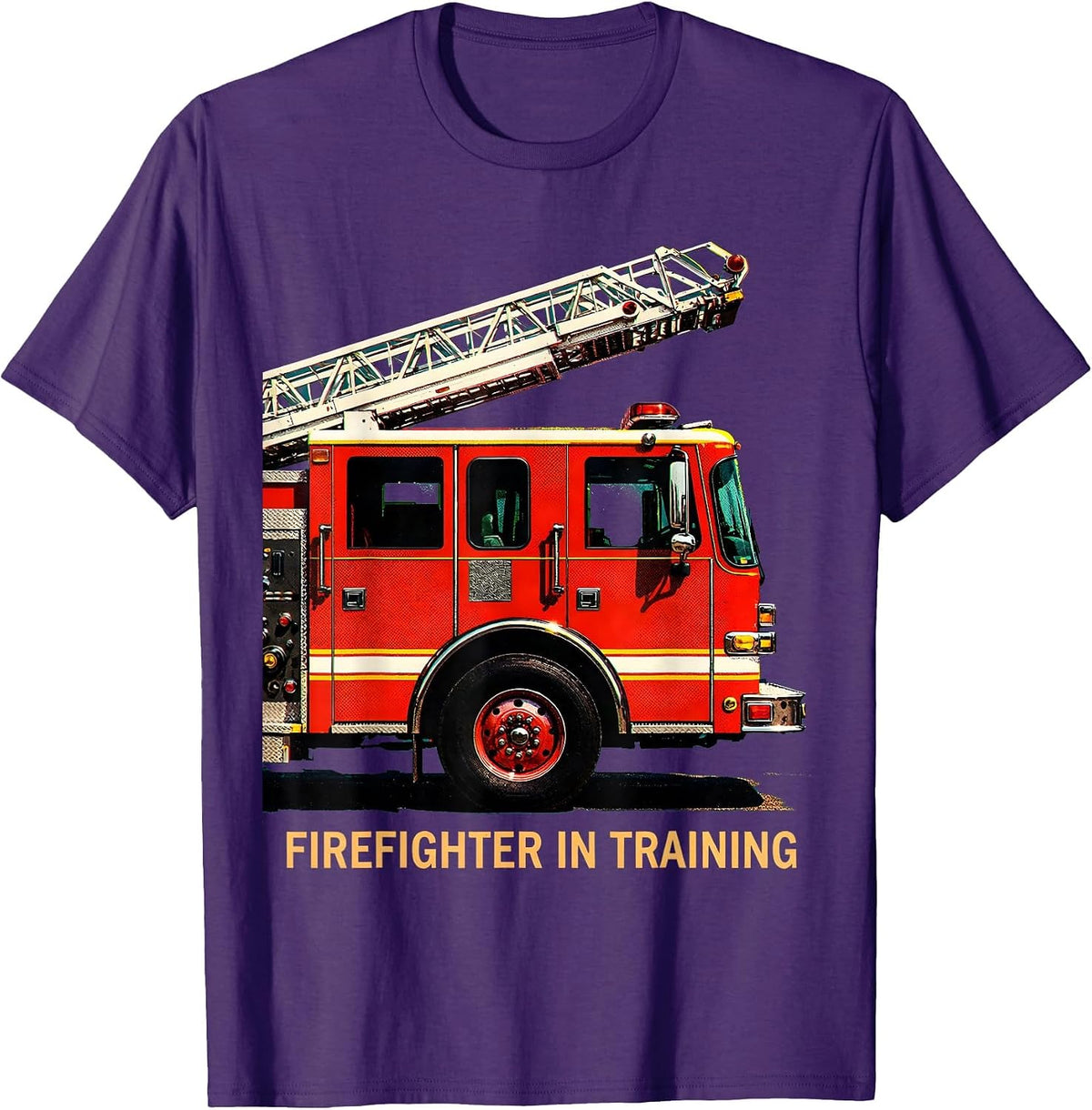Firefighter In Training Risograph Fire Truck Toddler Kids T-Shirt - Purple