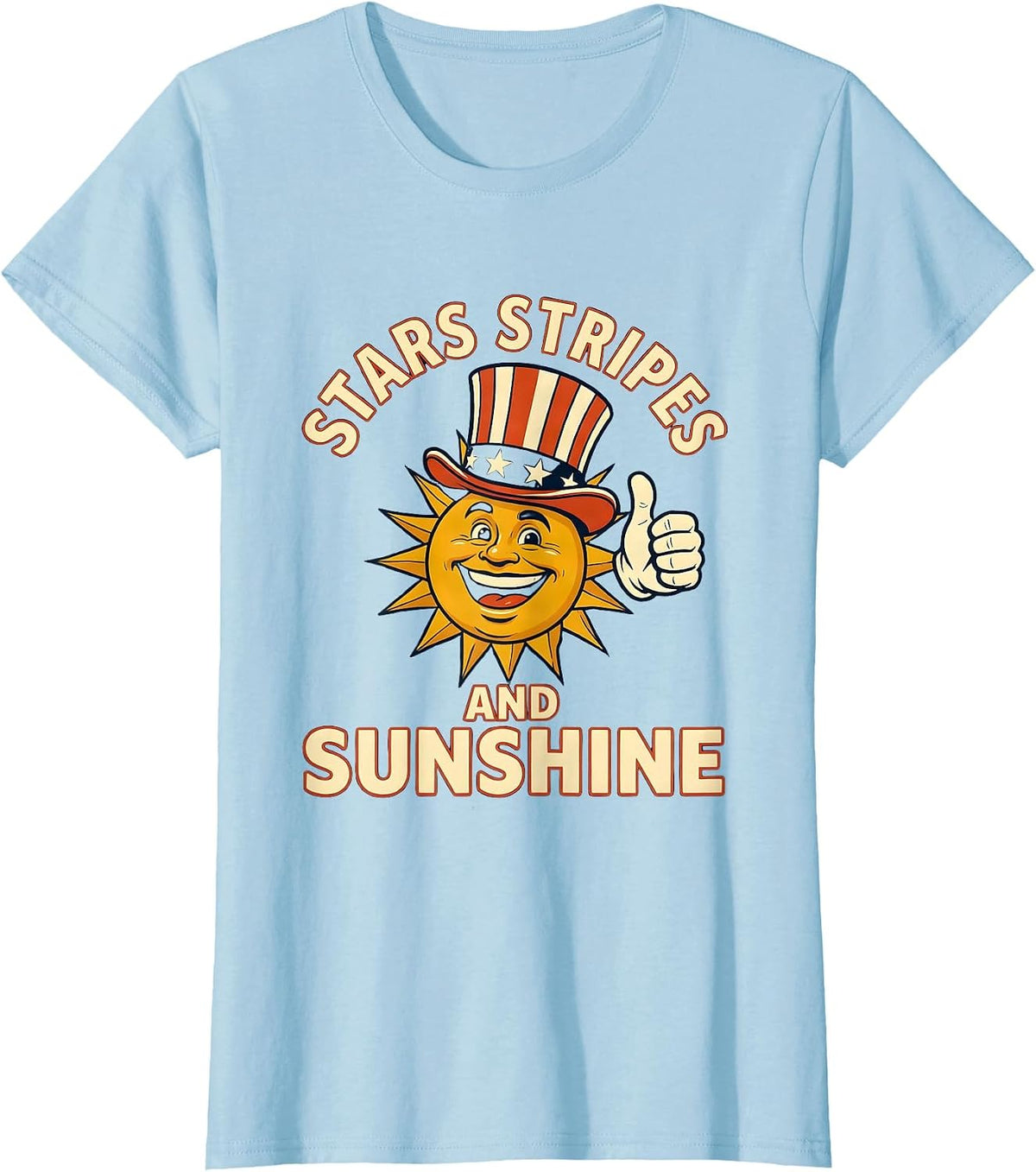 Stars Stripes and Sunshine USA Patriotic Design T-Shirt - Baby Blue