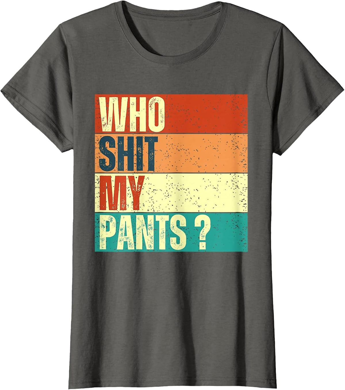 Who Shit My Pants? Vintage Funny Silly Saying Stupid Cringe T-Shirt - Asphalt Grey