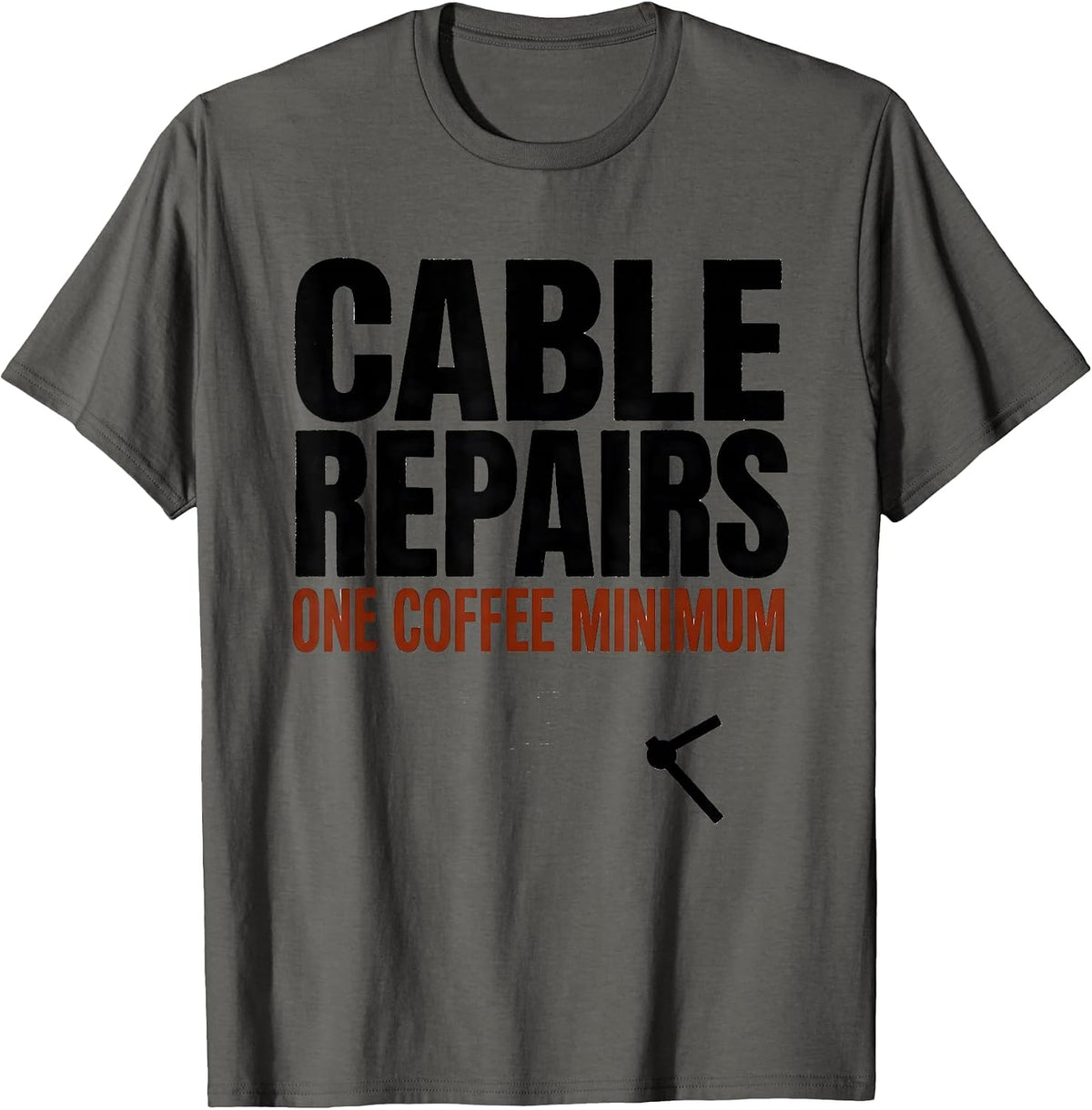 Men's Cable Repairs: One Coffee Minimum Funny IT Tech Support Gift T-Shirt - Asphalt Grey