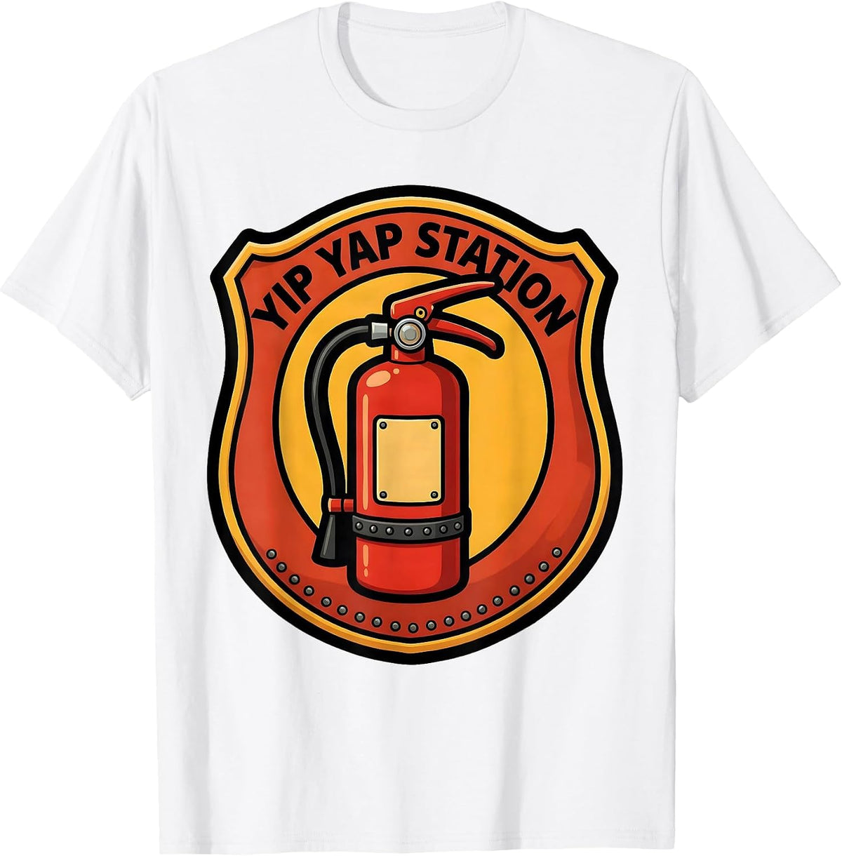 Men's Yip Yap Station Funny Firefighter Humor Fire Department T-Shirt - White