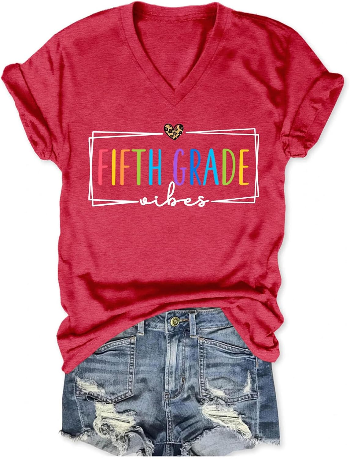 Fifth Grade Teacher Shirts for Women First Day of School 5th Grade T-Shirt - Red