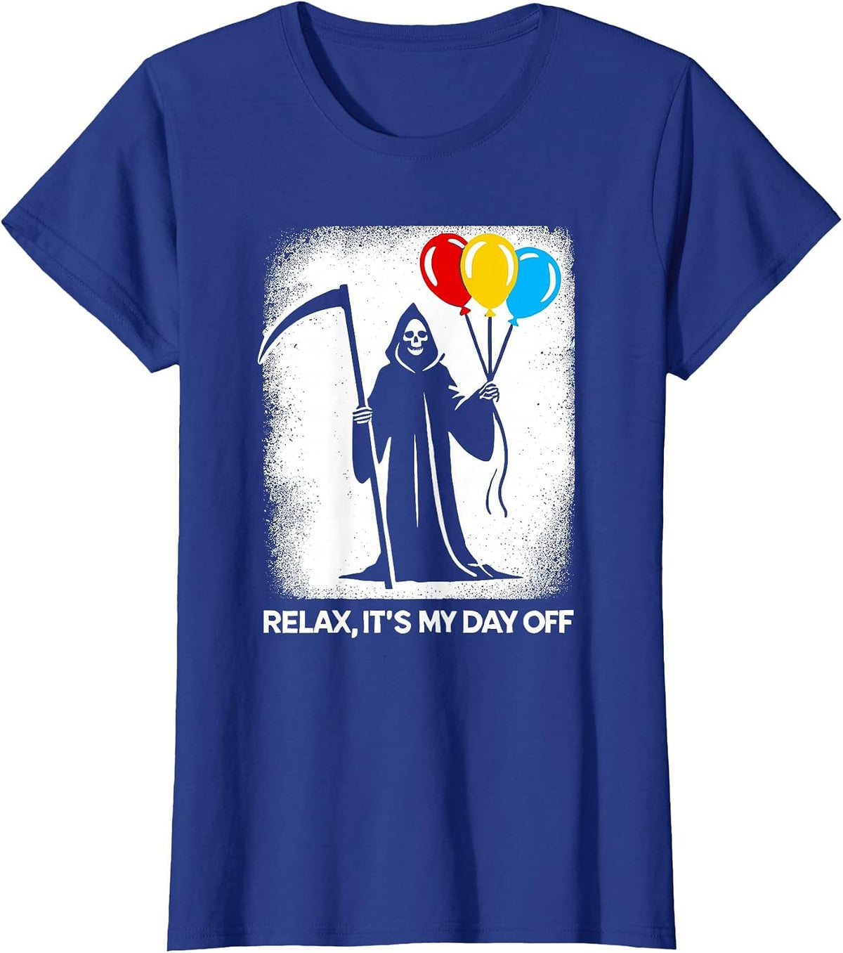Grim Reaper Day Off Funny Halloween Funny Grim Reaper T-Shirt - Royal Blue