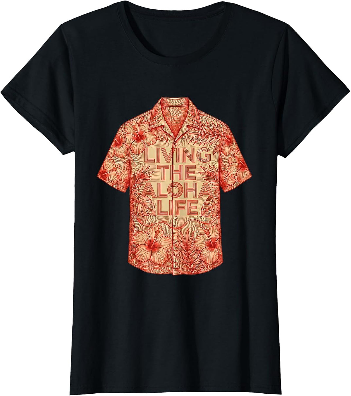 Living the Aloha Life Hawaiian Spirit Design T-Shirt - Black