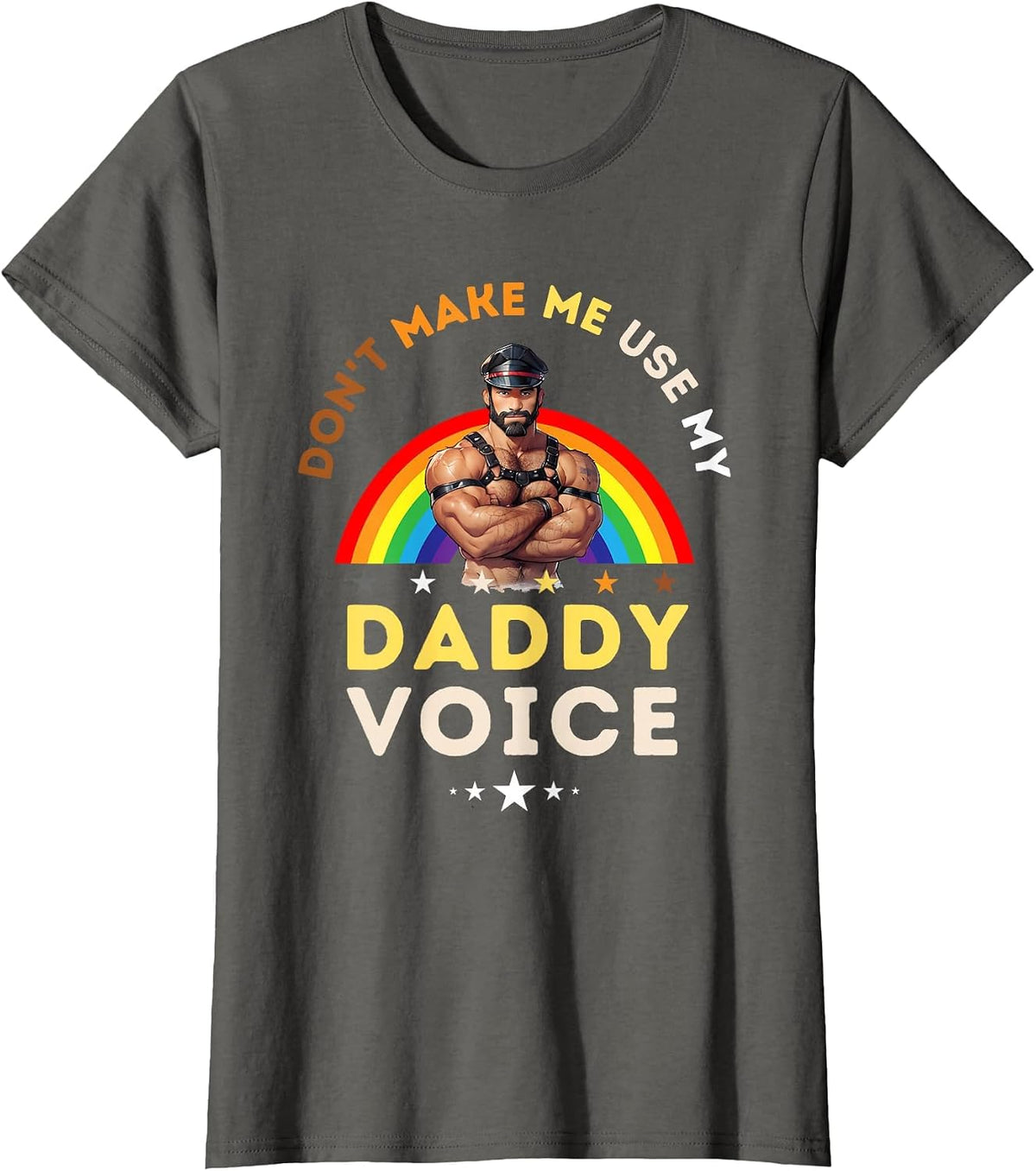 Mens Don't Make Me Use My Daddy Voice Funny Gay Bear Pride T-Shirt - Asphalt Grey