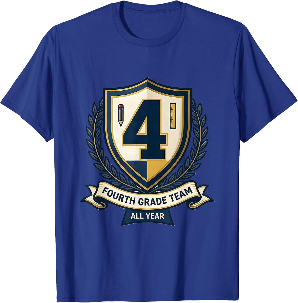 Fourth Grade Team All Year Emblem Teacher Classroom Staff T-Shirt - Royal Blue
