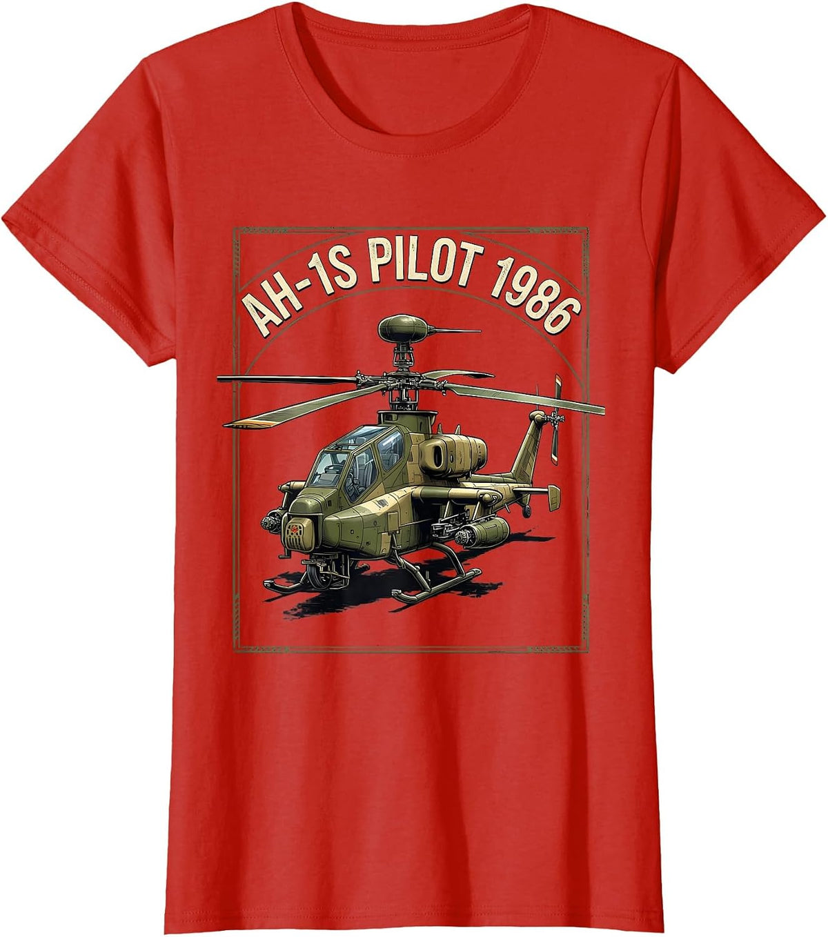 AH-1S Pilot 1986 Military Helicopter Veteran Gift T-Shirt - Red