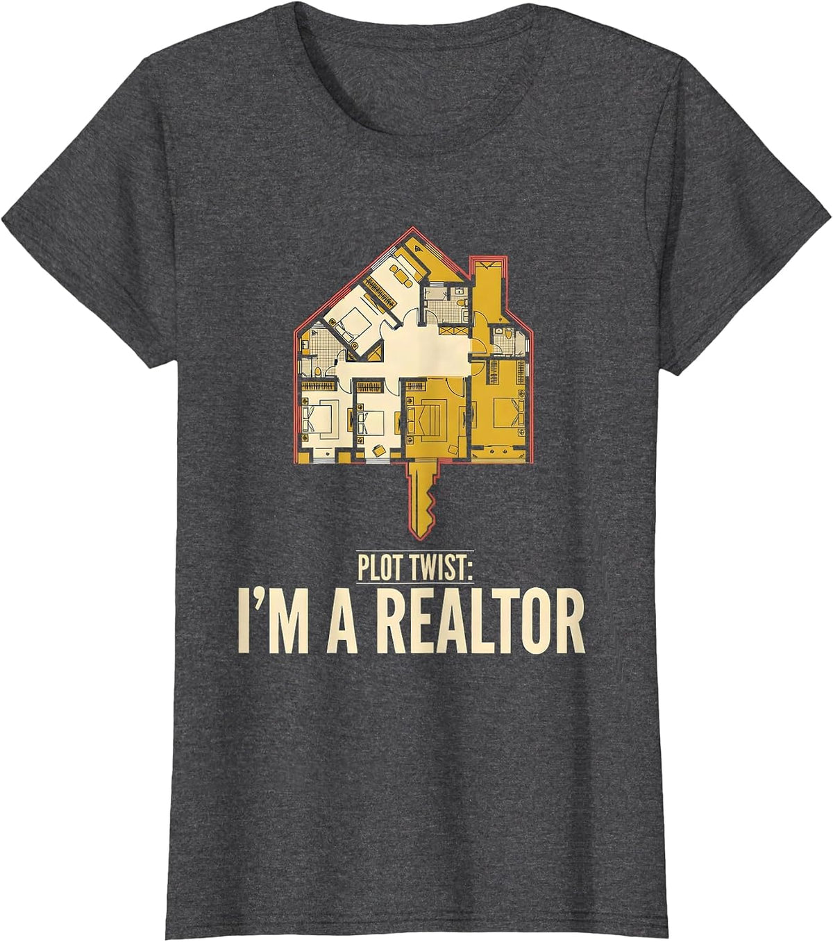 Women's Plot Twist: I'm A Realtor Funny Real Estate Agent Humor T-Shirt - Dark Heather Grey